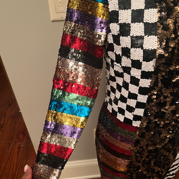 Multi color/multi print sequin cocktail dress - Picture 3 of 8